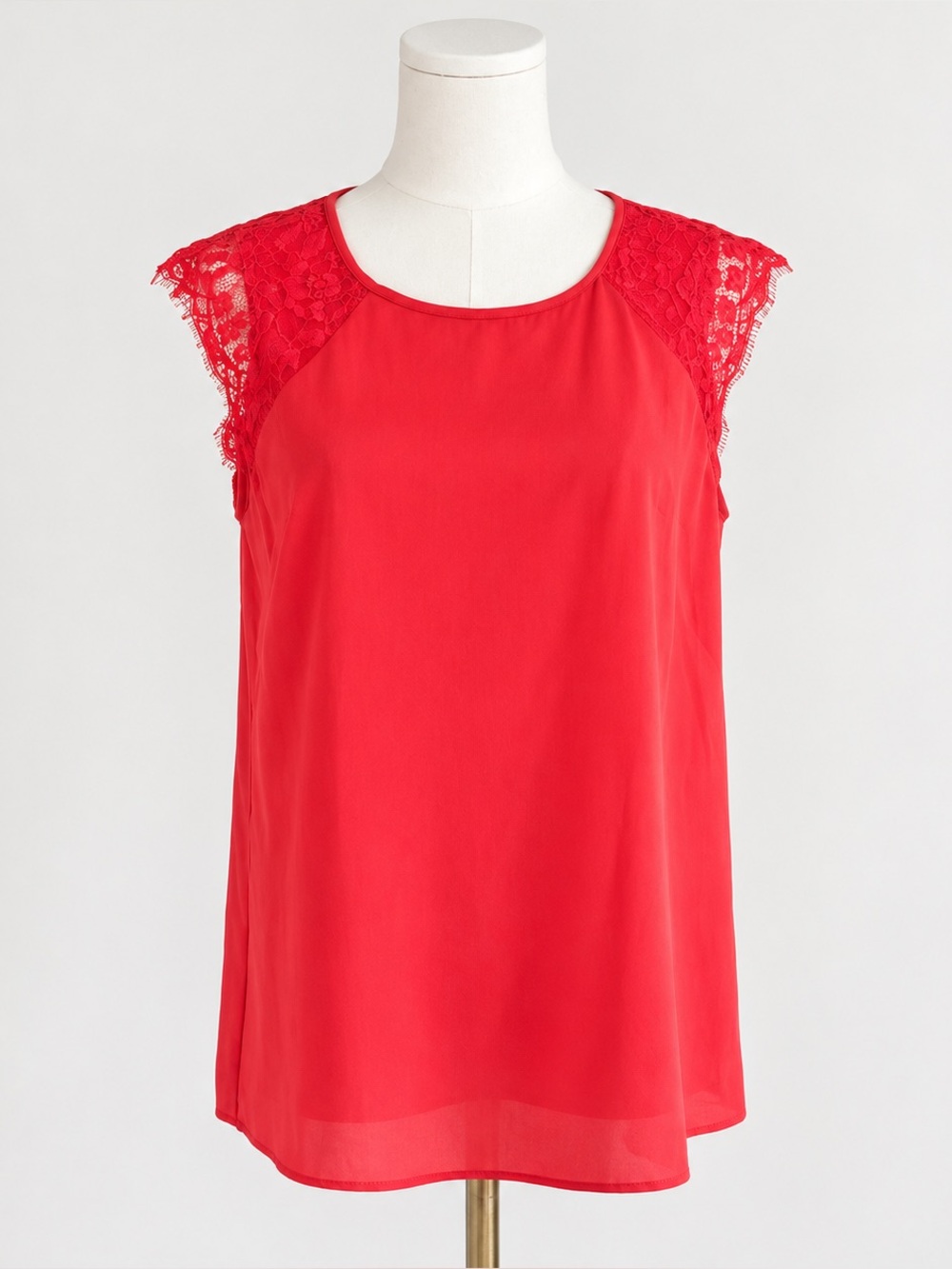 J. Crew Red Lace-Shoulder Sleeveless Camisole